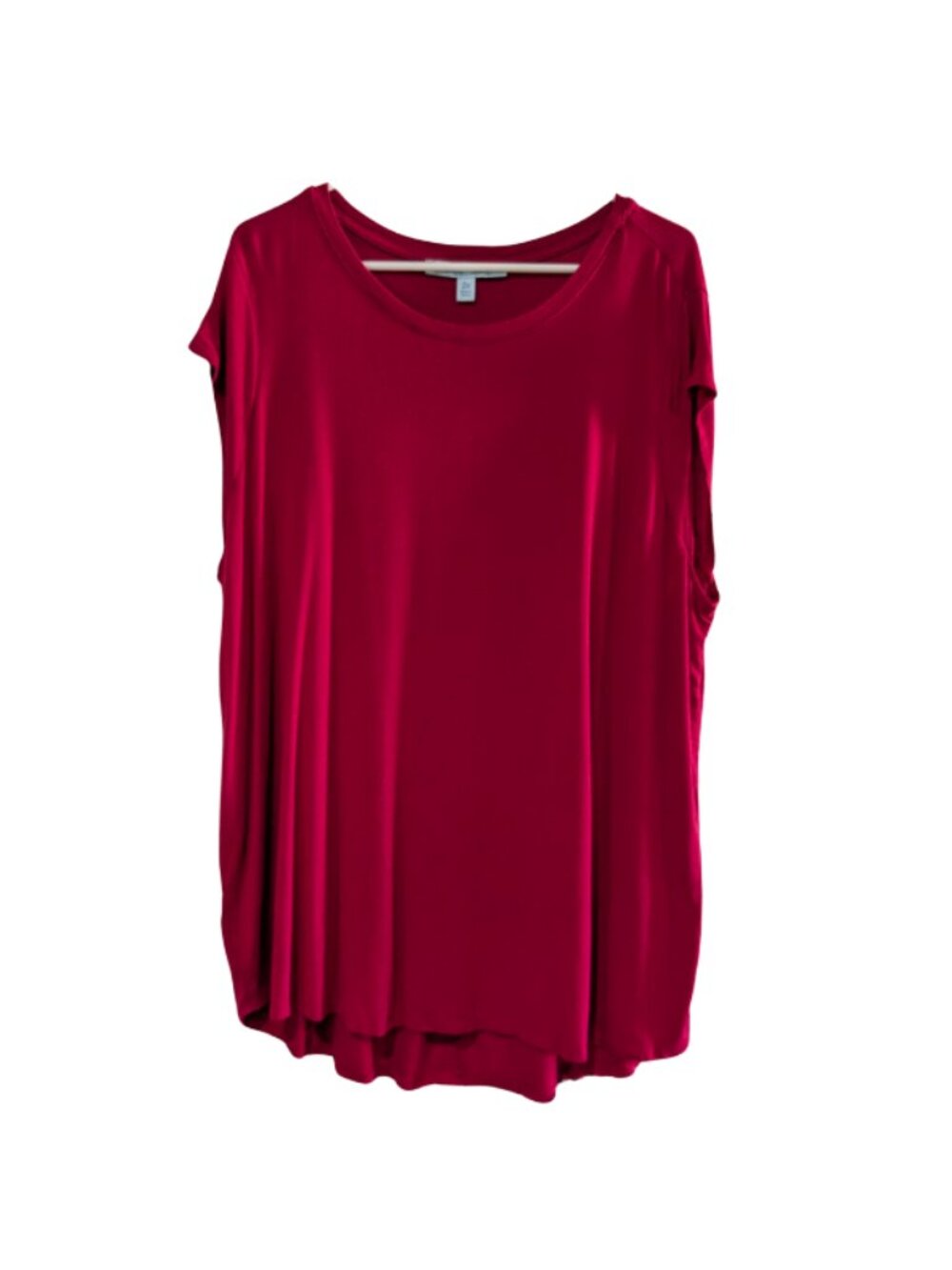 Blue Sol Women's Jersey Tunic T-Shirt, Red, Plus Size 2X, Cap Sleeve